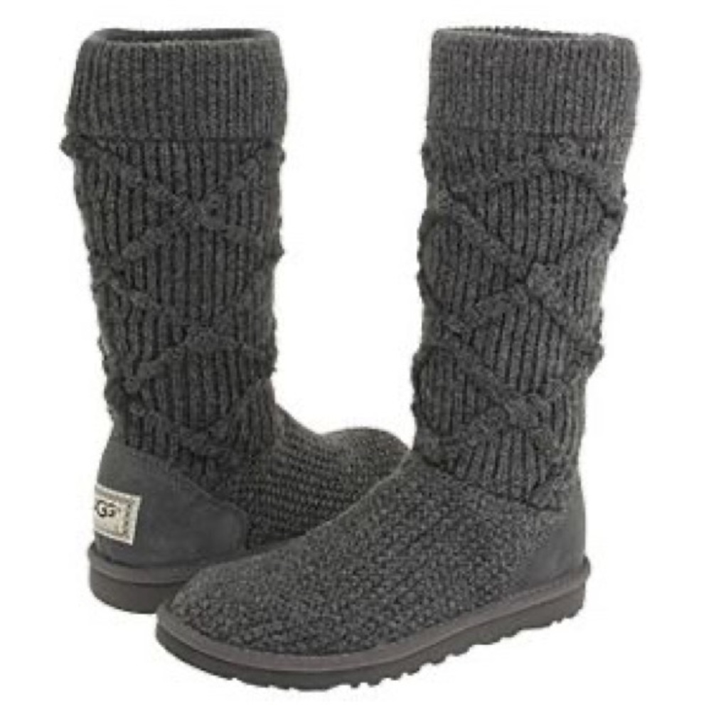 UGG Classic Tall Argyle Knit Boots. Grey. Size 9